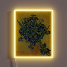 Load image into Gallery viewer, Iconic Vincent van Gogh painting 'Irises' reimagined in vibrant neon light.