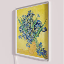 Load image into Gallery viewer, Vincent Van Gogh's iconic irises recreated in vibrant rgb neon light