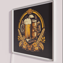 Load image into Gallery viewer, Retro bar decor, vintage beer sign with colorful RGB lighting