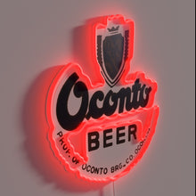 Load image into Gallery viewer, Vintage neon sign featuring Oconto Brewing Co's Wisconsin heritage design.