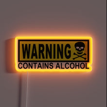 Load image into Gallery viewer, Caution: Brightly Colored Neon Sign with Warning of Alcohol Content