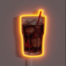 Load image into Gallery viewer, Neon Sign Illustration: Vintage Coke Glass with Red Straw