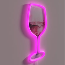 Load image into Gallery viewer, Vibrant watercolor style illustration of a red wine glass in neon.