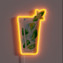 Load image into Gallery viewer, Vibrant watercolor depiction of a mojito cocktail with neon accents.