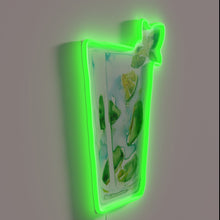 Load image into Gallery viewer, Watercolor Hand-Drawn Mojito Cocktail Illustration Neon Sign with Vibrant Color Accents