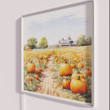 Load image into Gallery viewer, Vibrant RGB Neon Wall Sign with Hand-Painted Watercolor Pumpkin Patch Illustration