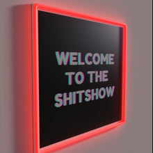 Load image into Gallery viewer, Welcome to the Shitshow Neon Sign with Vibrant Colorful Illumination