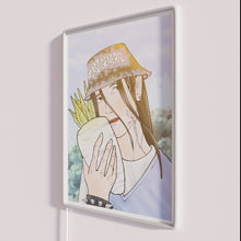 Load image into Gallery viewer, Colorful Chinese character Wen Ning with Radish glowing neon decoration lighting