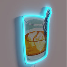 Load image into Gallery viewer, Whiskey lover's rustic neon bar decor accent with whiskey on rocks