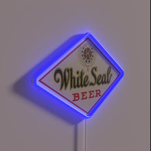 Load image into Gallery viewer, Vintage Defunct Brewery Sign: White Neon RGB Logo Illumination Design