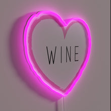Load image into Gallery viewer, Neon Heart Shaped Wine Sign with Colorful RGB Glass Accent