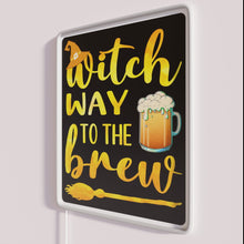 Load image into Gallery viewer, Quirky witch way to beer lovers dark humor Halloween neon sign