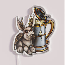 Load image into Gallery viewer, Unique Bavarian Wolpertinger inspired multicolor neon light decorative wall art