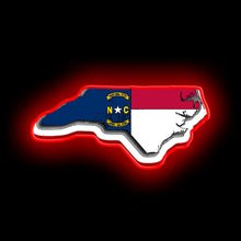 Load image into Gallery viewer, North Carolina Map With North Carolina State Flag neon sign