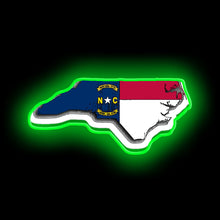 Load image into Gallery viewer, North Carolina Map With North Carolina State Flag neon sign