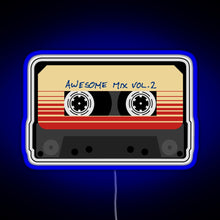 Load image into Gallery viewer, Awesome Mixtape Vol 2 Cassette Retro RGB neon sign blue