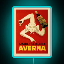 Load image into Gallery viewer, Bar Amaro Siciliano Averna Red Wine Italy Drink RGB neon sign lightblue