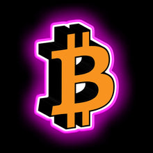 Load image into Gallery viewer, Bitcoin cryptocurrency logo icon gift neon sign