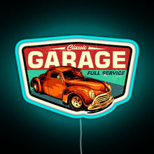 Load image into Gallery viewer, Classic Garage Retro Full Service Sign RGB neon sign lightblue