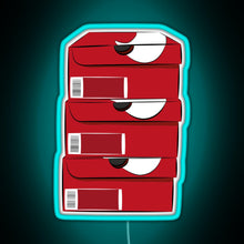 Load image into Gallery viewer, Closed single red stack shoe boxes logo RGB neon sign lightblue