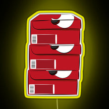 Load image into Gallery viewer, Closed single red stack shoe boxes logo RGB neon sign yellow