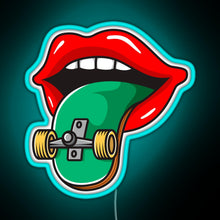 Load image into Gallery viewer, Cool Skater Skateboarder Tongue RGB neon sign lightblue