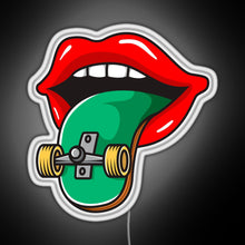 Load image into Gallery viewer, Cool Skater Skateboarder Tongue RGB neon sign white