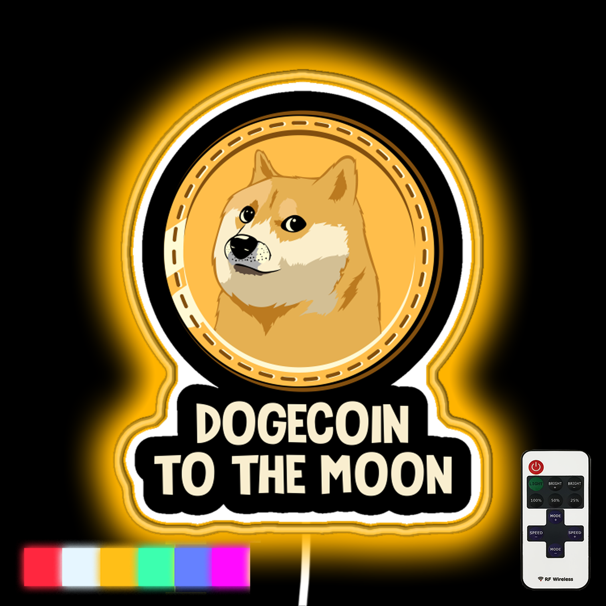 Dogecoin To The Moon Funny Crypto Cryptocurrency neon led