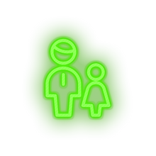 Load image into Gallery viewer, green family parent father children human person child daughter kid grandfather baby led neon factory