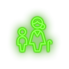 Load image into Gallery viewer, green family parent mother children human cane person old child kid baby grandmother led neon factory