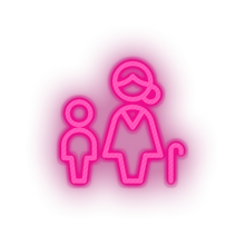 Load image into Gallery viewer, family parent mother children human cane person old child kid baby grandmother Neon led factory