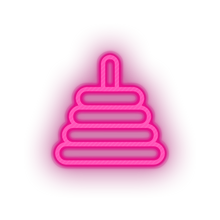 Load image into Gallery viewer, pink family toys tower children baby rings stack counting educative child educational kid led neon factory
