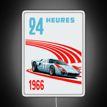 Load image into Gallery viewer, Ford GT40 Mk2 Ken Miles 24 Hours 1966 Ford v Ferrari RGB neon sign white