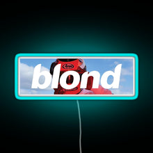 Load image into Gallery viewer, Frank Ocean Blond Helmet Box Logo RGB neon sign lightblue