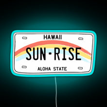Load image into Gallery viewer, Hawaii Sunrise Licence Plate RGB neon sign lightblue