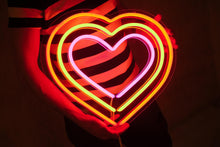 Load image into Gallery viewer, Triple heart, rainbow colorful heart neon sign