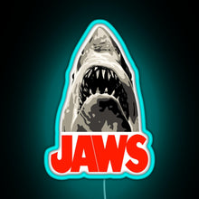Load image into Gallery viewer, JAWS Great White Shark RGB neon sign lightblue