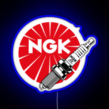 Load image into Gallery viewer, JDM Spark Plugs NGK Racing RGB neon sign blue