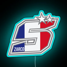 Load image into Gallery viewer, Johann Zarco Number 5 RGB neon sign lightblue