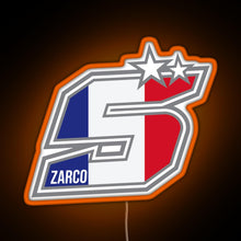 Load image into Gallery viewer, Johann Zarco Number 5 RGB neon sign orange