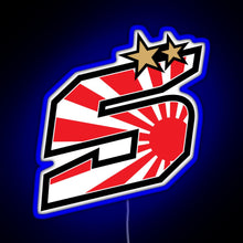 Load image into Gallery viewer, Johann Zarco Number 5 Rising Sun RGB neon sign blue