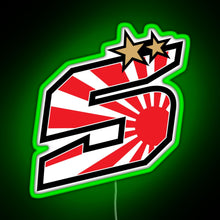 Load image into Gallery viewer, Johann Zarco Number 5 Rising Sun RGB neon sign green