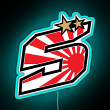 Load image into Gallery viewer, Johann Zarco Number 5 Rising Sun RGB neon sign lightblue