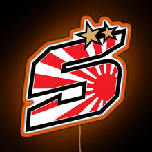 Load image into Gallery viewer, Johann Zarco Number 5 Rising Sun RGB neon sign orange