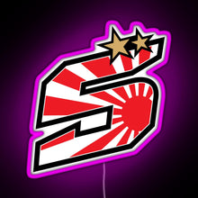 Load image into Gallery viewer, Johann Zarco Number 5 Rising Sun RGB neon sign  pink