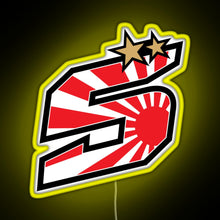 Load image into Gallery viewer, Johann Zarco Number 5 Rising Sun RGB neon sign yellow