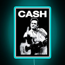 Load image into Gallery viewer, Johnny Middle Finger RGB neon sign lightblue