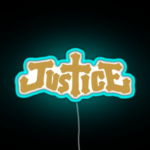 Load image into Gallery viewer, Justice electro music logo RGB neon sign lightblue