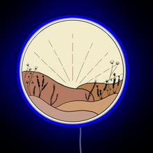 Load image into Gallery viewer, Minimal Sunset with Wildflowers RGB neon sign blue