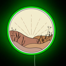 Load image into Gallery viewer, Minimal Sunset with Wildflowers RGB neon sign green